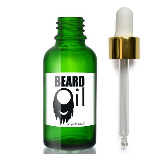 30ml Green Glass Beard Oil Bottle With Luxury Gold Pipette