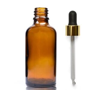 50ml Amber Glass Dropper Bottle With Luxury Gold Pipette