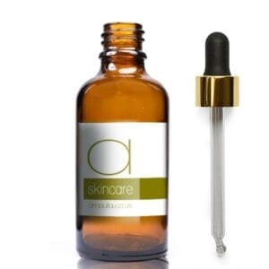 50ml Amber Glass Skincare Bottle With Luxury Gold Pipette