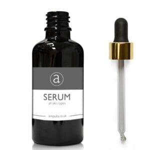50ml Black Glass Serum Bottle With Luxury Gold Pipette