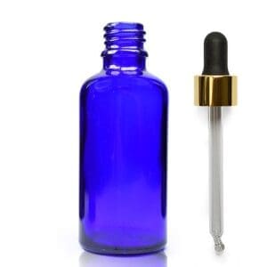 50ml Blue Glass Bottle With Luxury Gold Pipette