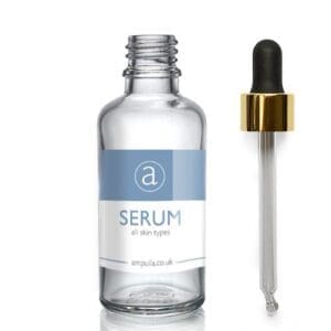 50ml Clear Glass Serum Bottle With Luxury Gold Pipette
