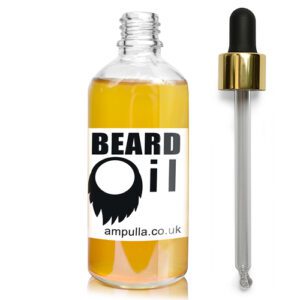 100ml Clear Glass Beard Oil Bottle With Luxury Gold Pipette