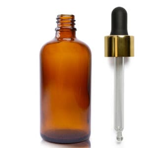 100ml Amber Glass Dropper Bottle With Luxury Gold Pipette