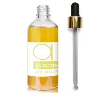 100ml Clear Glass Skincare Bottle With Luxury Gold Pipette