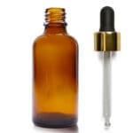 30ml Amber Glass Serum Bottle With Luxury Gold Pipette & Wiper