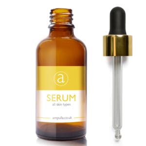 30ml Amber Glass Serum Bottle With Luxury Gold Pipette