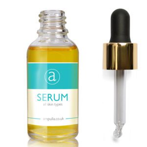 30ml Clear Glass Serum Bottle With Luxury Gold Pipette & Wiper