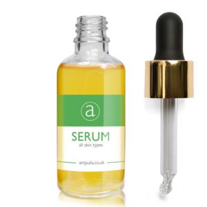50ml Clear Glass Serum Bottle With Luxury Gold Pipette