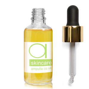 50ml Clear Glass Skincare Bottle With Luxury Gold Pipette