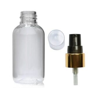 50ml Boston Bottle With Gold Lotion Pump