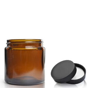120ml Amber Glass Cosmetic Jar With Matt Black Cap