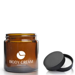 120ml Amber Glass Cream Jar With Matt Black Cap