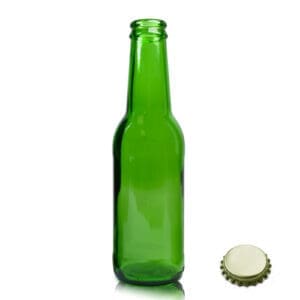 200ml Green Glass Beer Bottle With Crown Cap