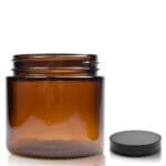 250ml Amber Glass Ointment Jar With Black Cap