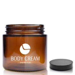 250ml Amber Cream Jar With Black Cap