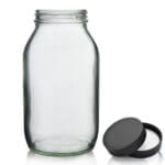 500ml Clear Glass Pharmapac Jar With Matt Black Cap