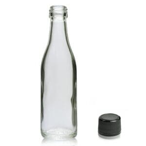 50ml Clear Glass Miniature Bottle With Black Tamper Evident Cap