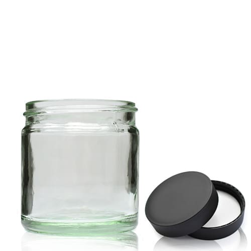 60ml Clear Glass Cosmetic Jar With Black Cap