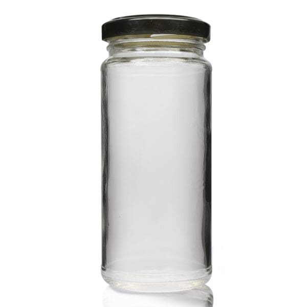 8oz Clear Glass Jar with black lid