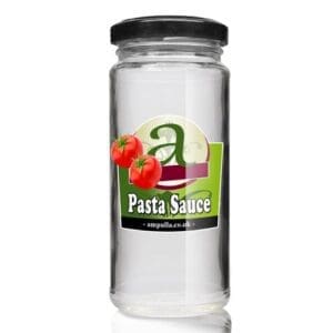8oz Clear Pasta Glass Jar with black lid