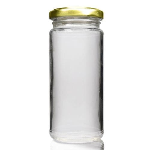 8oz Clear Glass Jar with gold lid