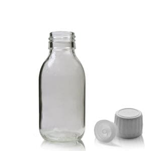 100ml Clear Glass Sirop Bottle With TE Cap & Pourer Insert