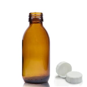 150ml Amber bottle with white screw cap