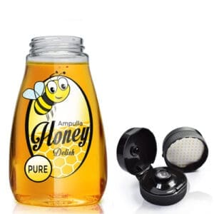180ml Plastic Squeezy Honey Bottle With Black Flip-Top Cap