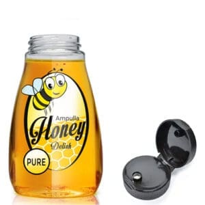 180ml Plastic Squeezy Honey Bottle With Frosted Black Flip Top Cap (6mm)