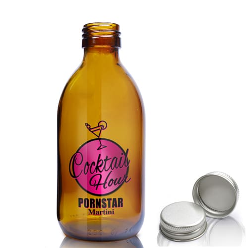 200ml Amber Glass Cocktail Bottle With Aluminium Cap