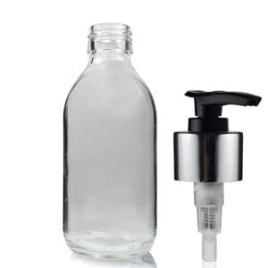 200ml Clear Glass Medicine Bottle With Luxury Lotion Pump