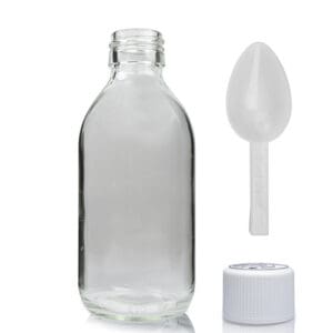 200ml Clear Glass Syrup Bottle With Medilock Cap