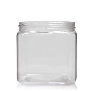 250ml Clear Wide Neck Plastic Square Jar