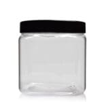 250ml Clear Wide Neck Plastic Square Jar With Screw Cap