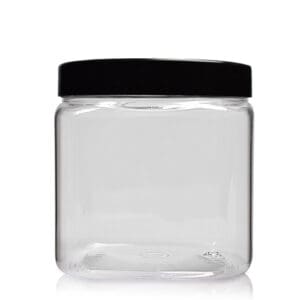 250ml Clear Wide Neck Plastic Square Jar With Screw Cap