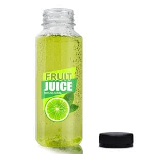 330ml Clear PET Square Juice Bottle With Tamper Evident Cap