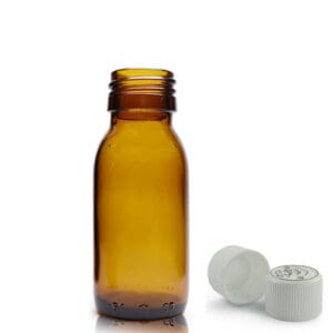 60ml Amber Glass Sirop Bottle With TE Cap & Pourer Insert