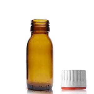 60ml Amber Glass Medicine Bottle With (Red Band) T/E Cap