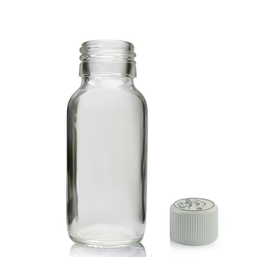 60ml Clear Glass Medicine Bottle With Child Resistant Cap