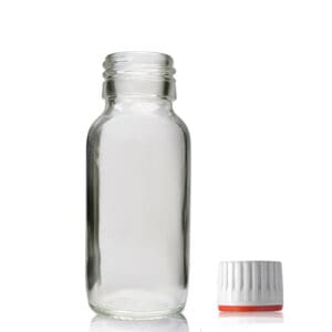 60ml Clear Glass Medicine Bottle With Tamper Evident Cap