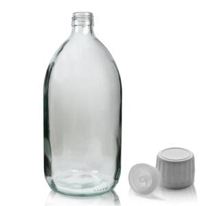 1000ml Clear Glass Syrup Bottle With Tamper Evident Cap