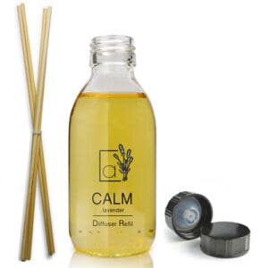 150ml Clear Glass Diffuser Bottle With Urea Polycone Cap & Reeds