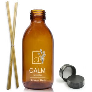 200ml Amber Glass Diffuser Bottle With Screw Cap With Reeds