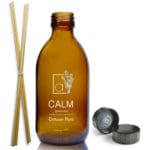 250ml Amber Glass Diffuser Bottle With Urea Polycone Cap & Reeds