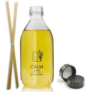 250ml Clear Glass Diffuser Bottle With Screw Cap & Reeds