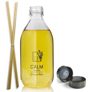 250ml Clear Glass Diffuser Bottle With Urea Polycone Cap & Reeds