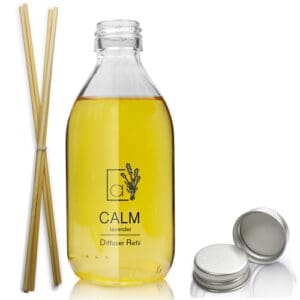 250ml Clear Glass Diffuser Bottle With Cap & Reeds