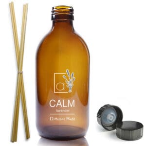 300ml Amber Glass Diffuser Bottle With Urea Polycone Cap With Reeds