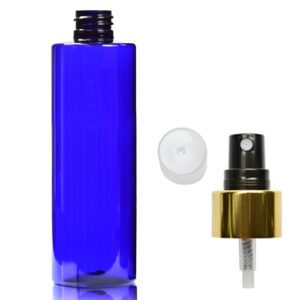 250ml Cobalt Blue Plastic Bottle With Gold Spray